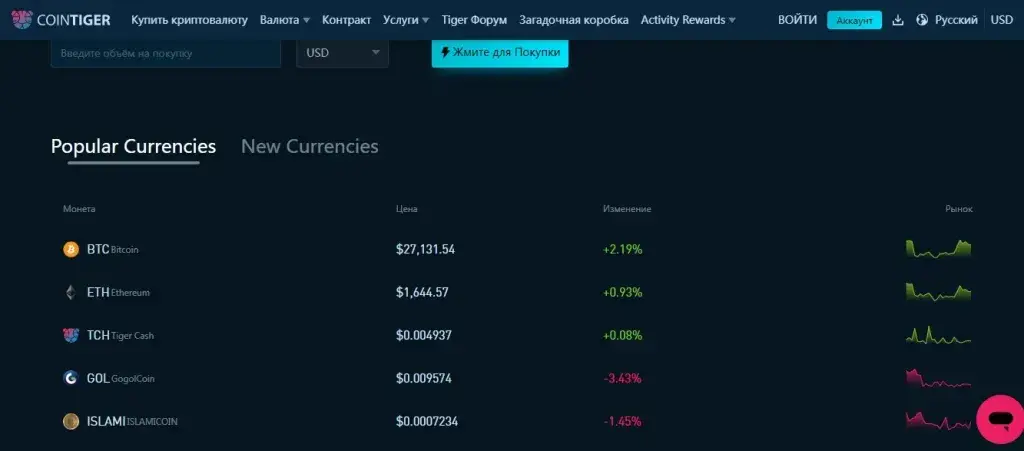 Cointiger биржа