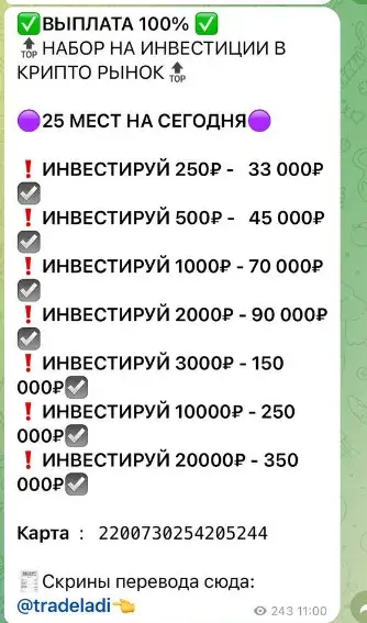 Условия инвестирования
