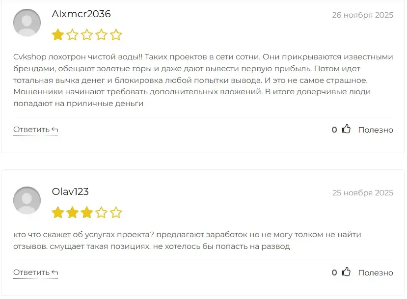 cvkshop отзывы