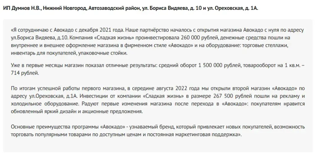 франшиза авокадо магазин у дома