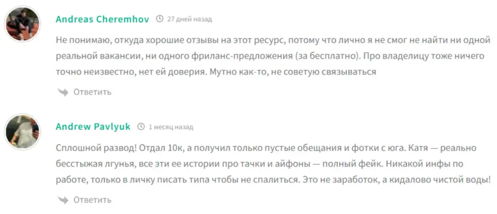 катя работа на удаленке отзывы