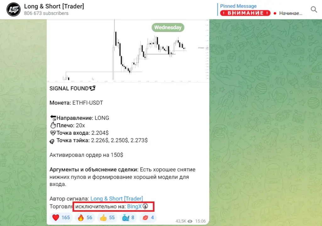long short trader тг канал