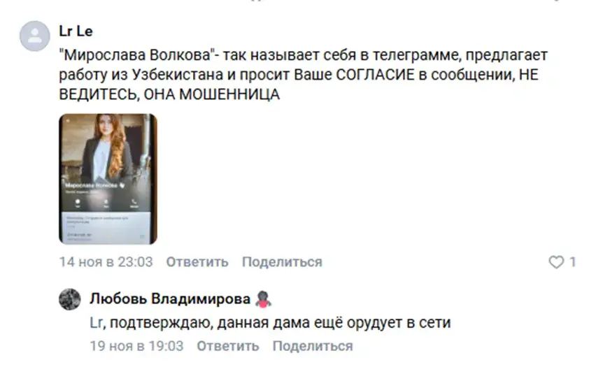 мирослава волкова удаленная работа