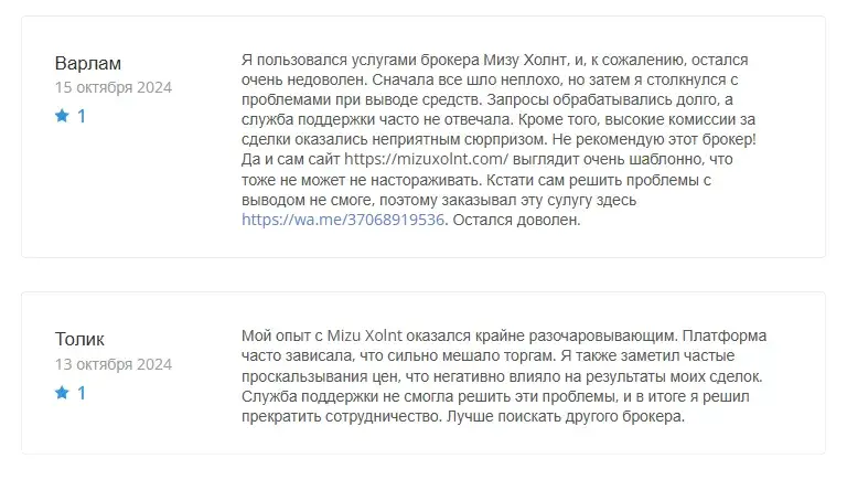 mizu xolnt отзывы