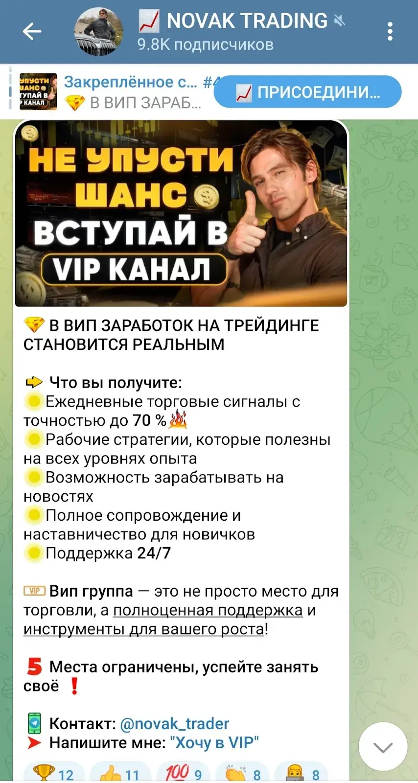 Novak trading channel