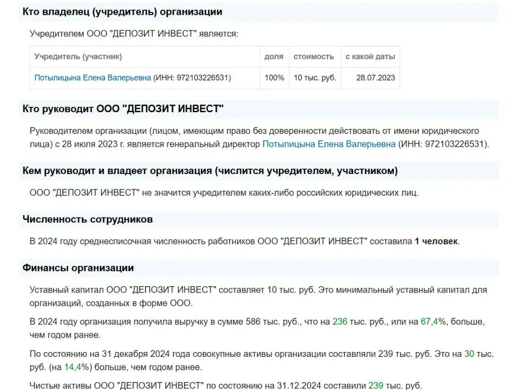 ооо депозит инвест