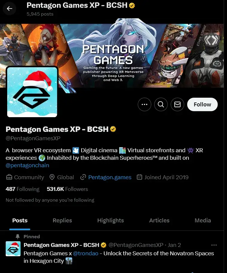 pentagon games token price