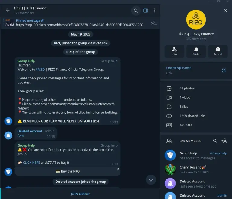 rizq finances телеграмм чат отзывы