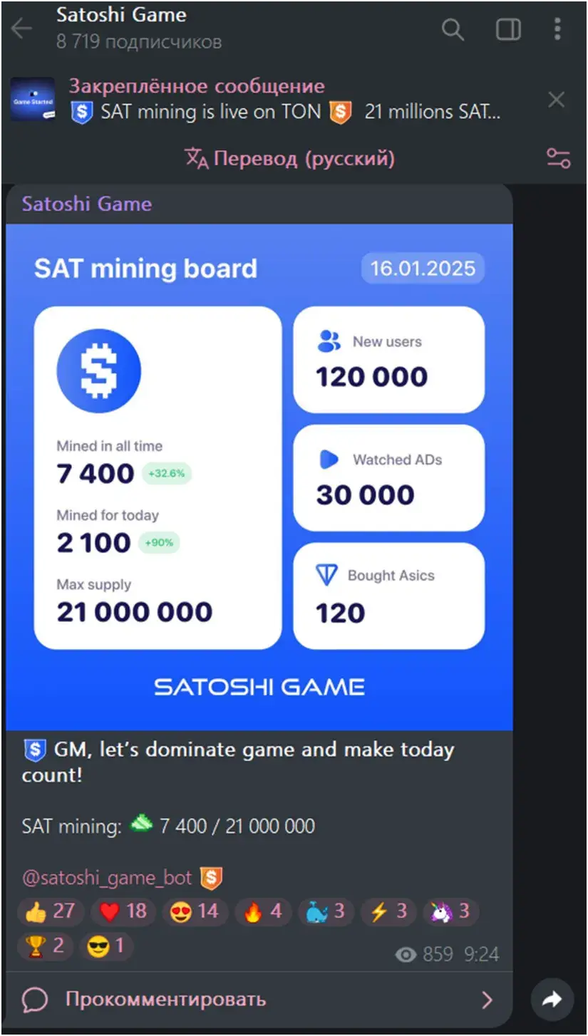 satoshi game телеграм