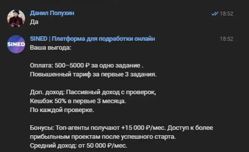 SINED заработок