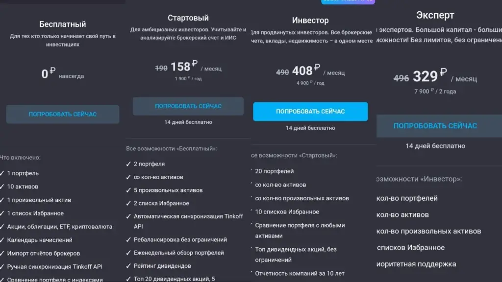 Тарифы Проекта Snowball Income com