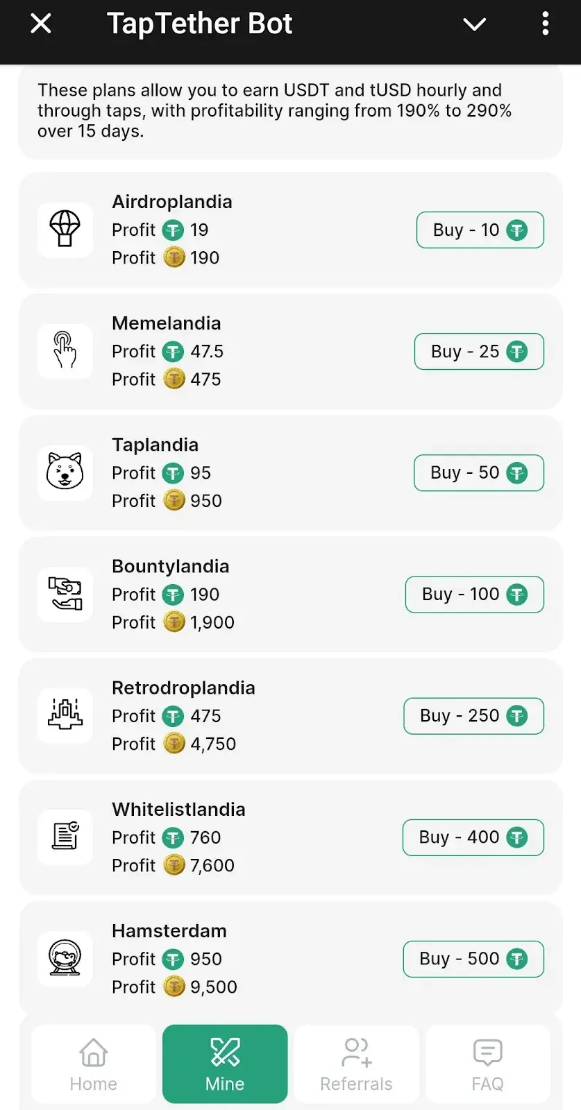Tap Tether bot обзор