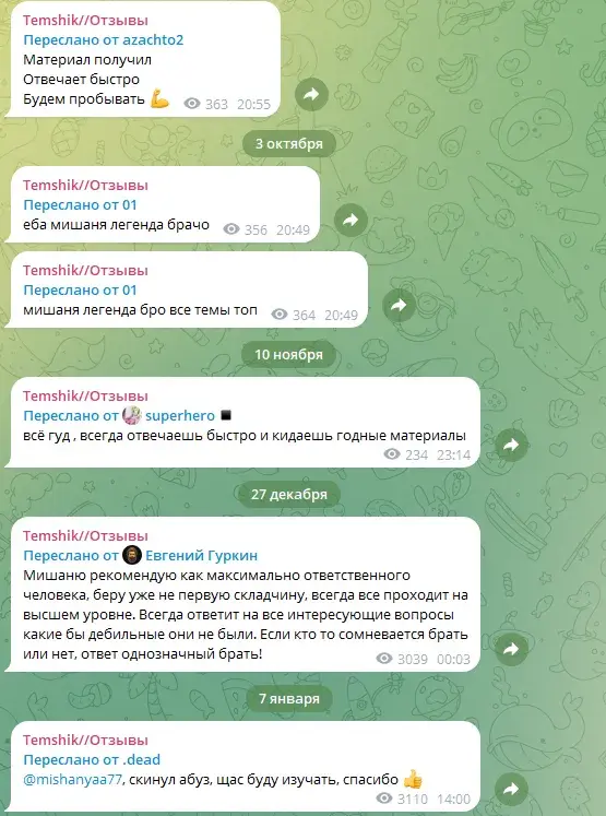 отзывы о канале телеграмм temshik сливы схем