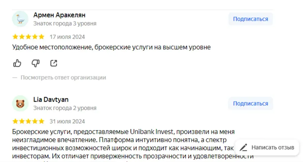 Unibank invest отзывы