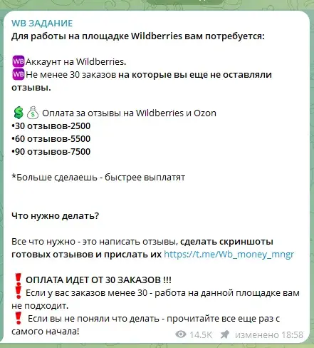 РАБОТА НА ОТЗЫВАХ WBOZON