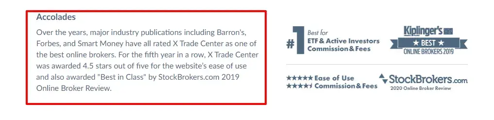 отзывы о наградах x trade center